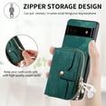 thumbnail image 3 of for Google Pixel 6 Wallet Case, Crossbody Phone Purse with Card Holder for Women, Zipper PU Leather Carrying Cover Gift with Shoulder Strap Kickstand Anti-drop for Google Pixel 6 - Green, 3 of 10