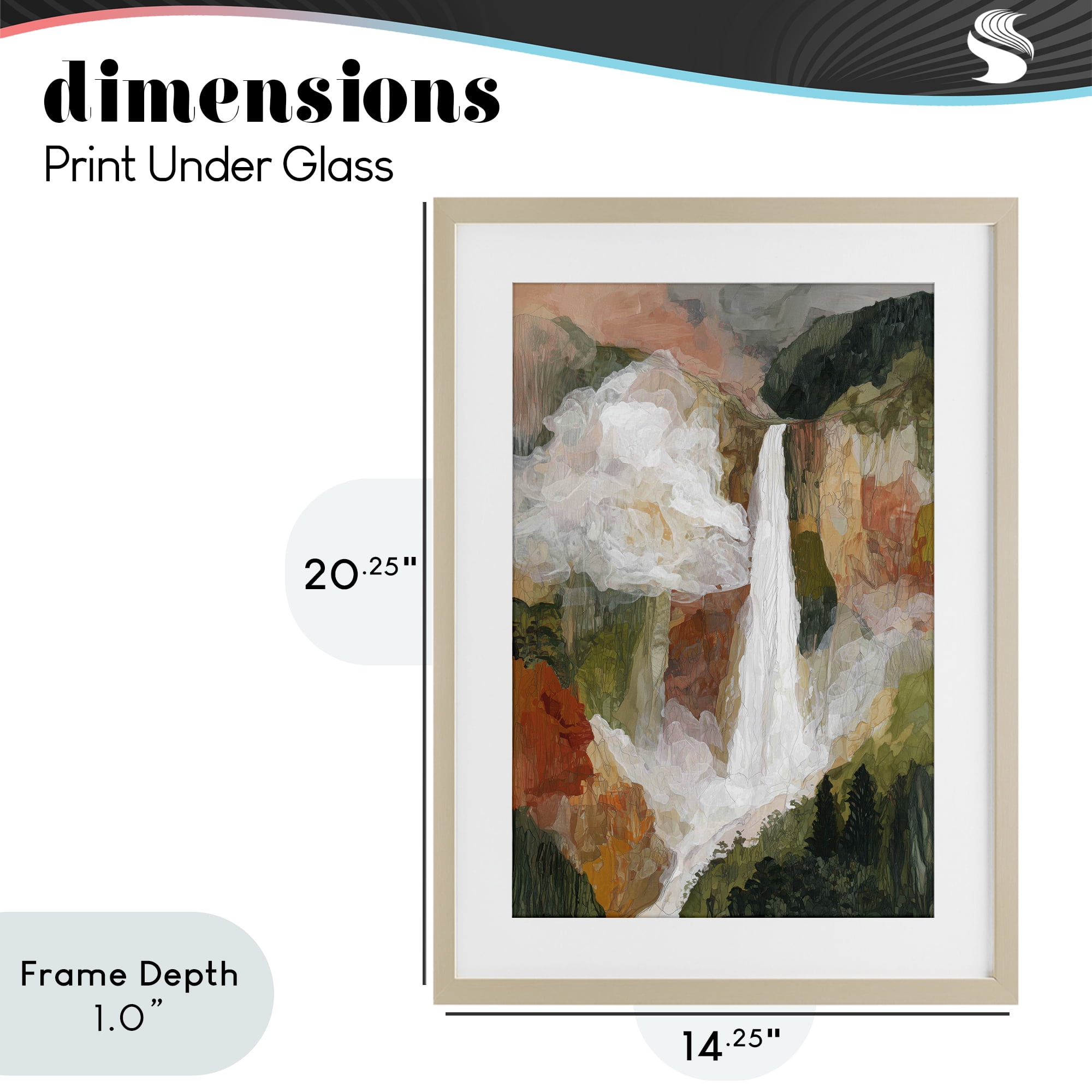 Stupell Industries Mountain Waterfall Landscape Birch Framed Print Under Glass, design by Chromatic Storm Studio