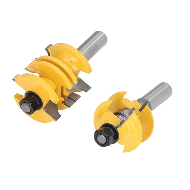 2pcs Réglable / Set Porte Tenon Routeur Bit en Acier au Carbone en Acier Réglable Stile Rail Fraiseuse 1/2 en Tige
