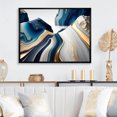 thumbnail image 1 of Designart Blue Modern black framed wall art, Abstract framed wall art Print, Waves of Blue and Gold Geode I , Abstract framed wall art decor, 32x24 inches black frame, 1 of 5