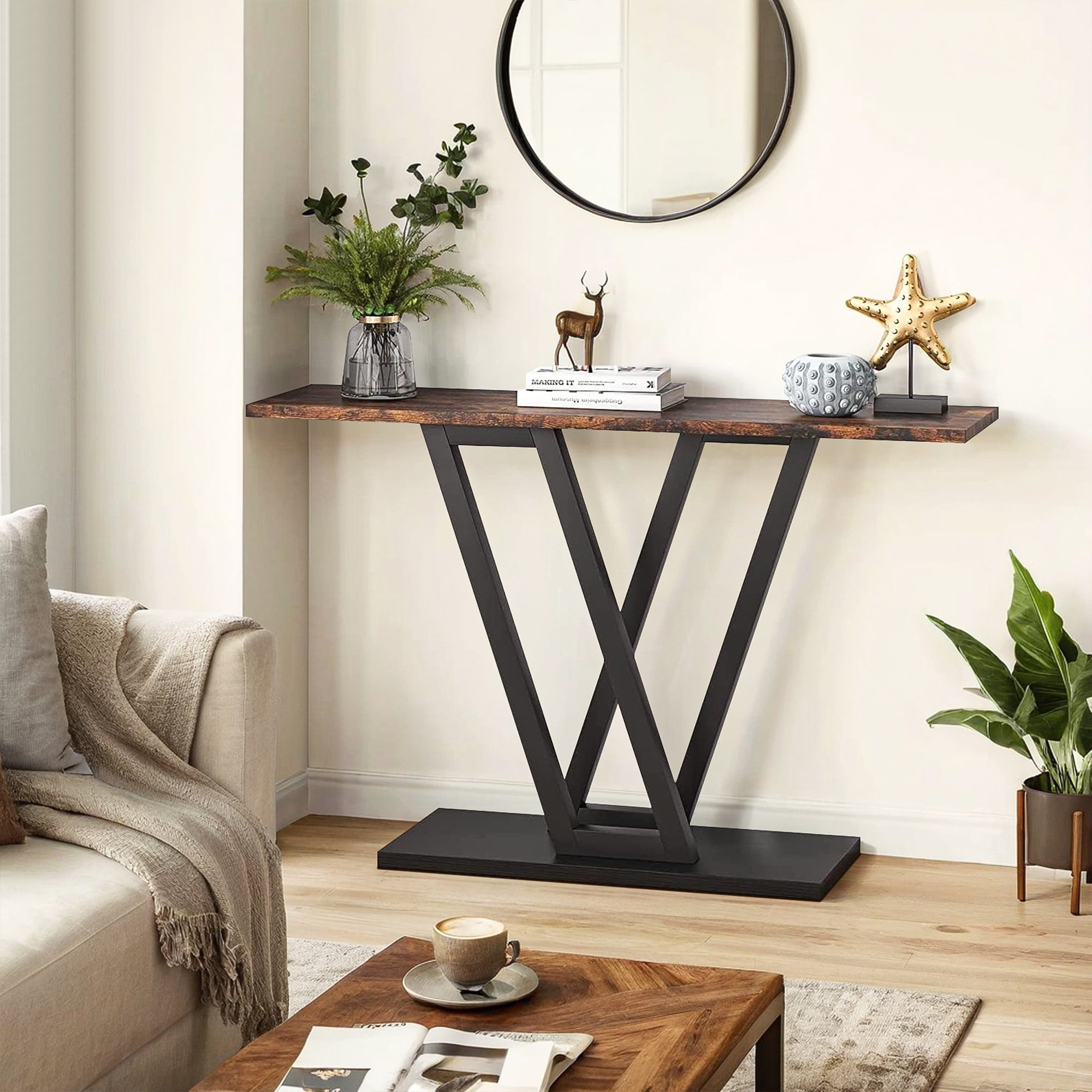Demi Bonn 43" Console Table,dustrial Entryway Hallway Table for Hallway, Entrance, Living Room, Bedroom, Brown