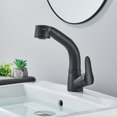 thumbnail image 2 of Grifo de lavabo elevable extensible con rociador extraíble flexible, grifo mezclador para lavabo de baño negro montado en la cubierta, boquilla de modos duales, dorado, 2 of 5