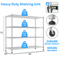 thumbnail image 4 of Legooin 24"D x 48"W x 72"H Metal Storage Rack Adjustable Storage Wire Shelf Garage Shelf with Wheels for Residential and Industrial Use, Silver, 4 of 7