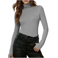 thumbnail image 2 of Ounisa Womens Turtleneck Long Sleeve Tops Fall Slim Fitted Shirts Ribbed Thermal Underwear Tops, 2 of 8