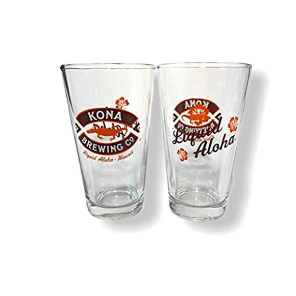 Kona Brewing Company Liquid Aloha Glasses, Set of 2, 16-Ounce