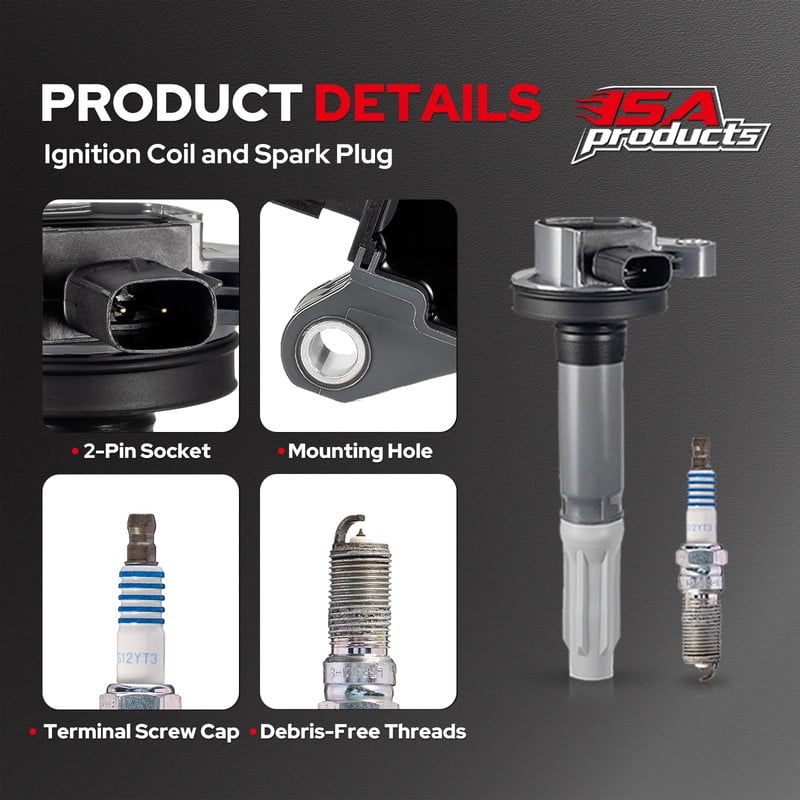 Set of 8 ISA Ignition Coils and 8 Motorcraft Spark Plugs V8 5.0 For Ford F-150 Mustang 5.0L 2011 2012 2013 2014 2015 2016 Replacement for C1802 UF622 DG542 SP548 CYFS-12-F1 91276