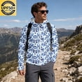 thumbnail image 3 of Havenx Upf 50+ Sun Protection Hooded Jacket for Men Camo Long Sleeve Full Zip Coat Thumbhole Hooded Rash Guard Jackets Hiking Running Fishing Athletic Workout Blouse,Dark Blue 2XL, 3 of 7