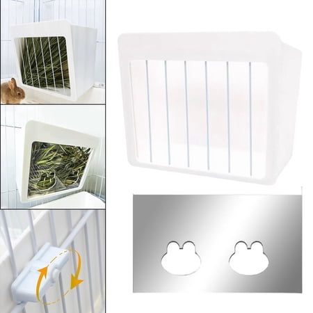 Hay Feeder Hanging Manger Food Dispenser Cage Mount Grass Rack for Rabbit Rodents Chinchillas Small Animals , Mesh + Acrylic Sheet