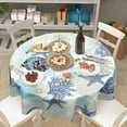 thumbnail image 6 of Coastal Round Tablecloth 60 Inch Nautical Ocean Coral Starfish Seashell Printed Table Cloth Summer Beach Theme Washable Polyester Table Cover for Kitchen Dining Room Party Indoor Outdoor Home Decor, 6 of 6