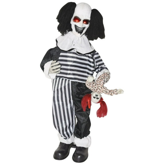 3 Foot Creepy Animated Light Up Clown w/ Doll