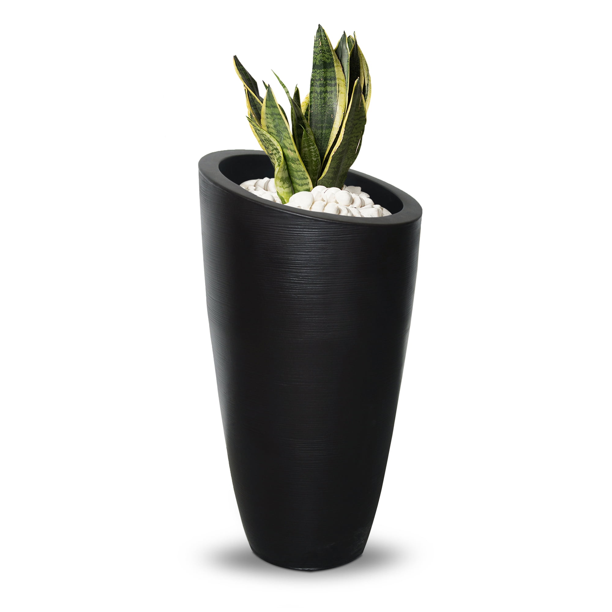 Mayne Modesto 22" x 22" x 42" Round Black Plastic Planter
