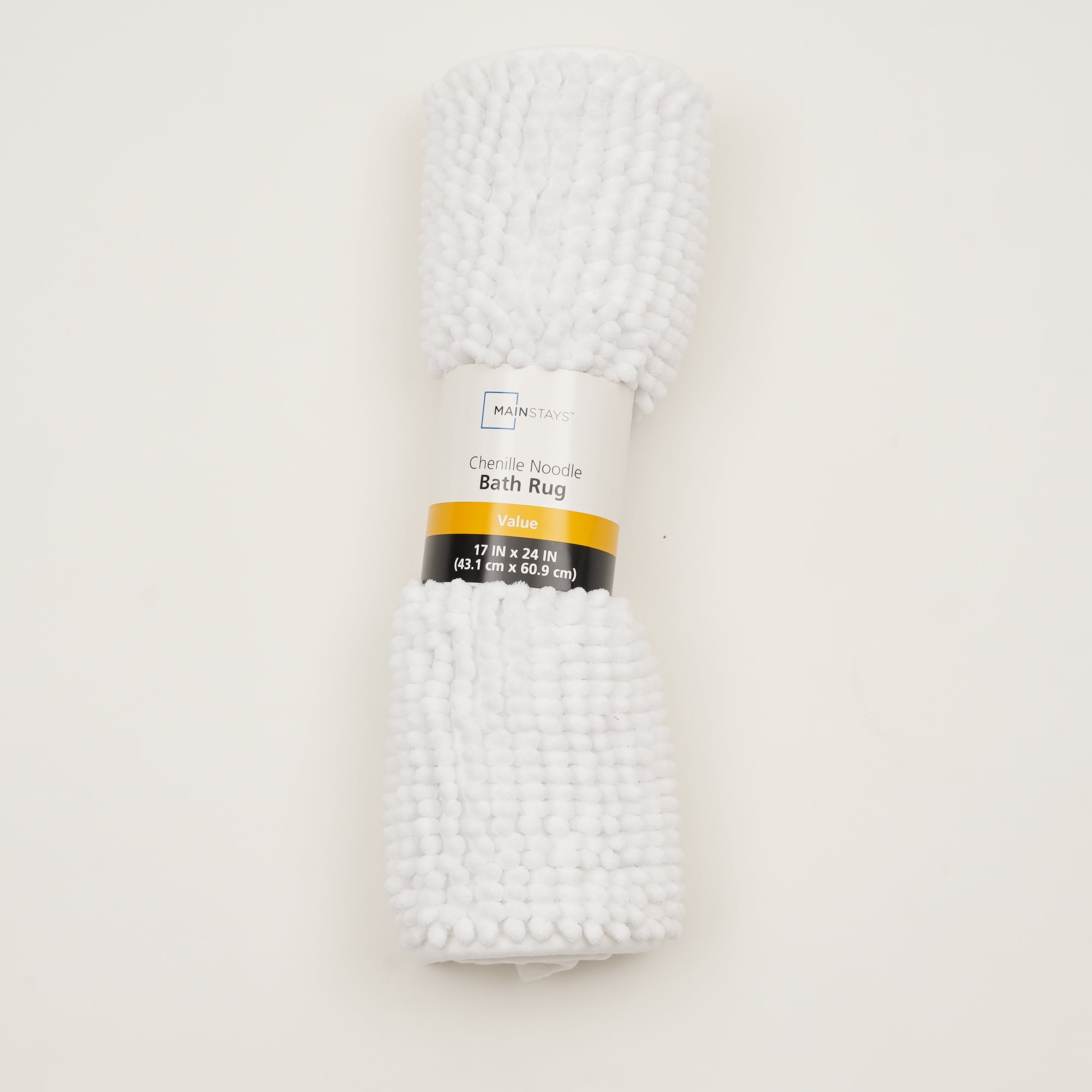 Mainstays White 2-Piece Chenille Noodle 17"x 24" Bath Rug Set
