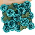 thumbnail image 1 of Flores artificiales N&T NIETING, 25 unidades, rosas de espuma, color verde pavo real, 1 of 9