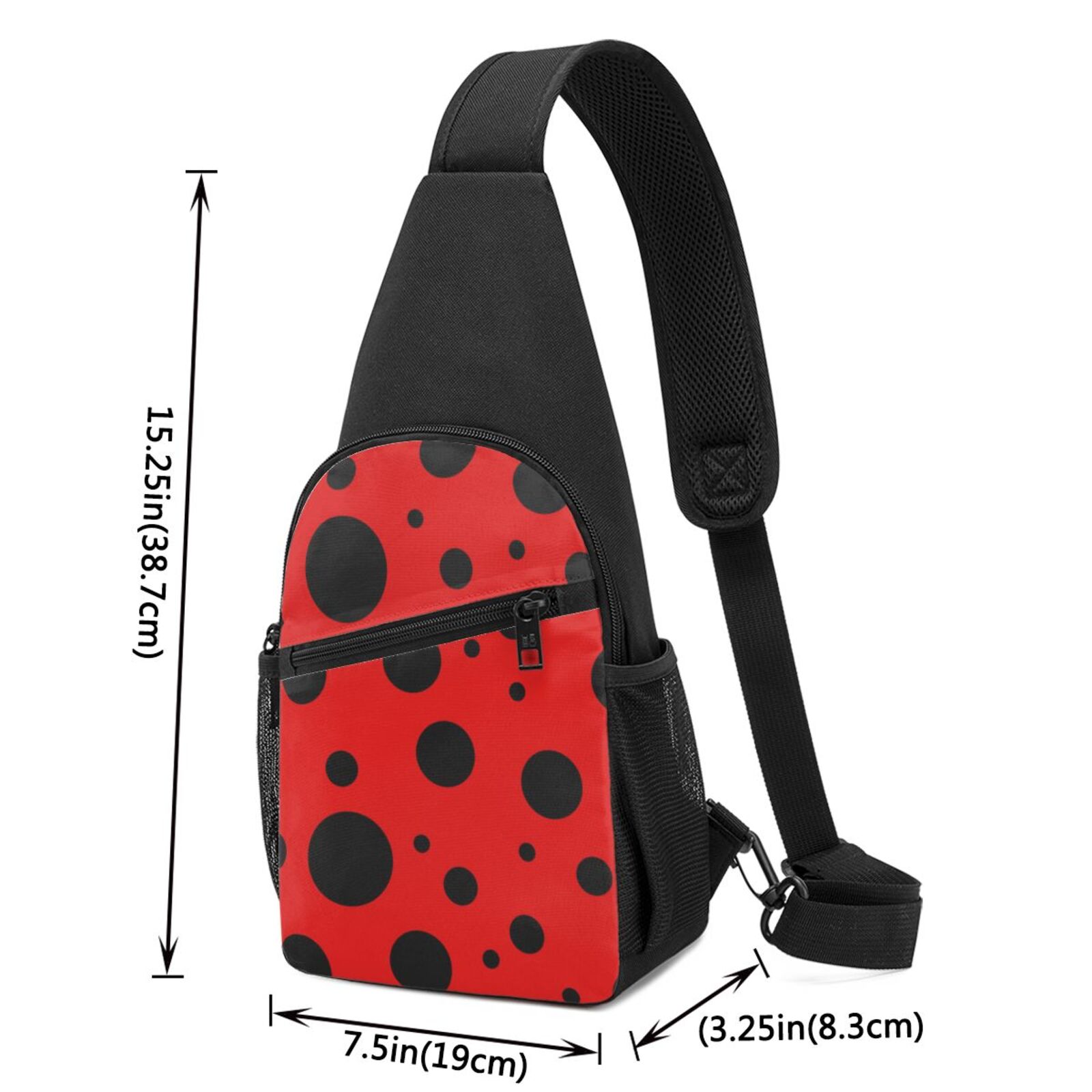 Xecao's Ladybug Pattern Print Sling Bag: A Versatile Chest, Shoulder, and Crossbody Backpack for Casual Days Out, Perfect for Both Men and Women