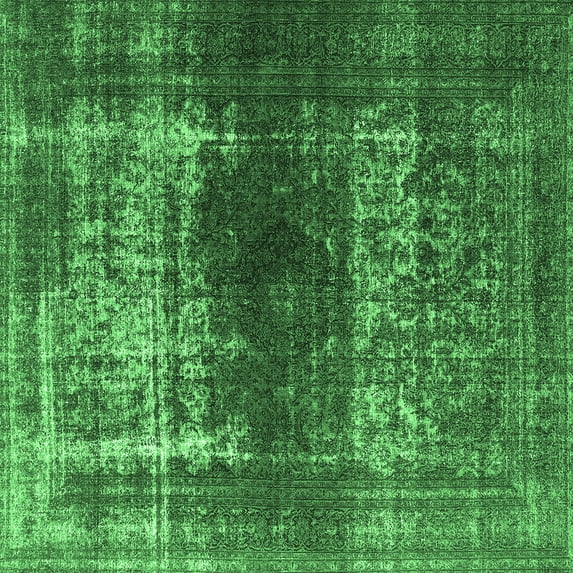 Ahgly Company Indoor Square Oriental Emerald Green Industrial Area Rugs, 5' Square