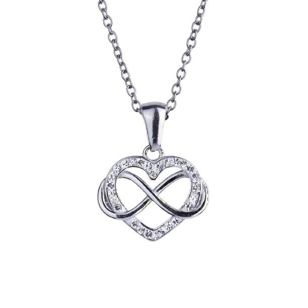 Collar para Mujer Corazón - Infinito con Zirconia Cúbica LuckyLy, Cadena con Dije, Modelo Natty plateado UNITALLA