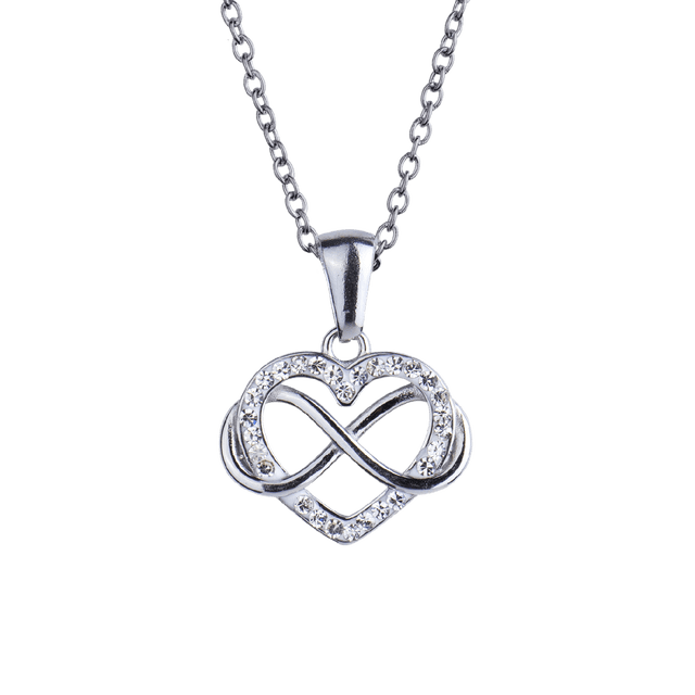 Collar para Mujer Corazón - Infinito con Zirconia Cúbica LuckyLy, Cadena con Dije, Modelo Natty plateado UNITALLA