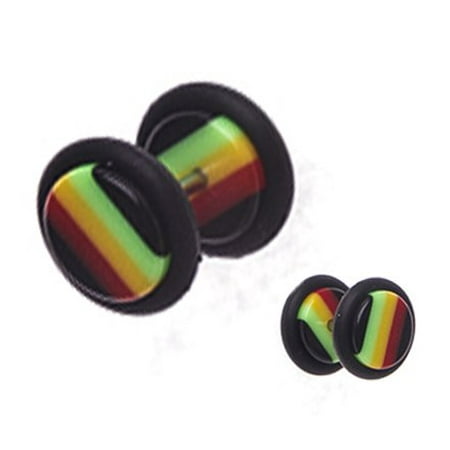 BodyJ4You® Fake Plugs Rasta Flag Acrylic Gauges 16G Cheater Illusion Jewelry