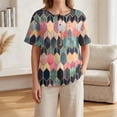 thumbnail image 5 of JULMCOMO Cotton Linen T Shirts for Women Floral Print Short Sleeve Casual Henley Shirts Baggy Comfy Summer Tops with Chest Pocket Green 3XL, 5 of 9