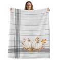 thumbnail image 2 of White Pumpkins Fall Fleece Throw Blanket for Couch, Thanksgiving Botanical Grey Striped Wooden Microfiber Flannel Blanket, Lightweight Soft Throw Blankets for Bed, Sofa, Travel, 50"x60", 2 of 9
