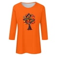thumbnail image 4 of Dadaria T-Shirt Femme Orange Manches 3/4 Col Rond Grande Taille Été Chandail Blouses 3TG, 4 of 5