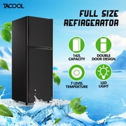 TACOOL 5.0 Cu.ft Double Door Mini Fridge with Top Freezer Compact Refrigerator for Home, Black, New