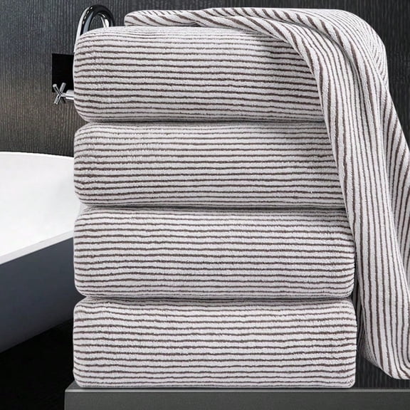 4 Piece Bath Towel Set 35x70Oversized Bath Towel for Bathroom Ultra Soft Fluffy Extra Large Bath Sheet Luxury Premium Bathroom Towel Highly Absorbent Quick Dry Shower Towel for Hotel SpaBrown White