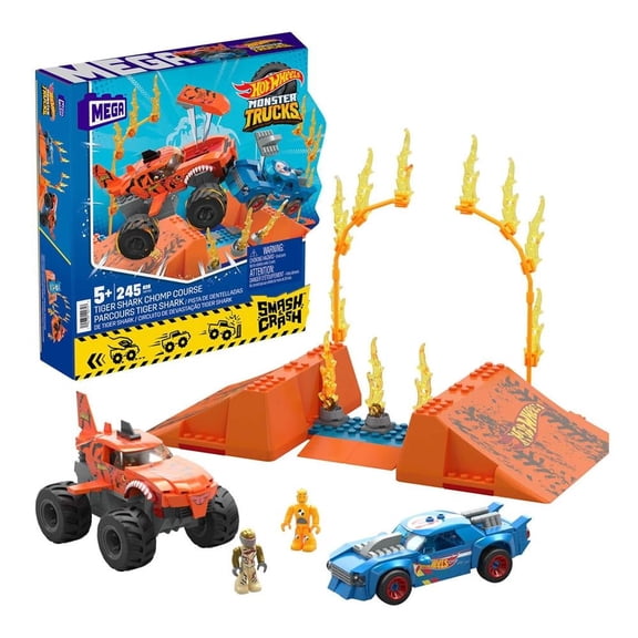 Juguete de Construcción Mega Hot Wheels Monster Trucks SC Tiger Shark Chomp Course