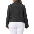 thumbnail image 3 of Agnes Orinda Women's Plus Size Plaid Tweed Blazer Long Sleeve Button Down Elegant Cropped Jacket with Pockets 1X Black, 3 of 5