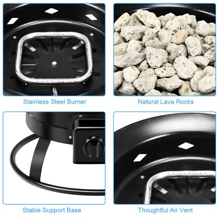 Gymax Portable Propane Outdoor Gas Fire Pit W Cover Carry Kit 19 Inch 58 000 Btu Walmart Canada