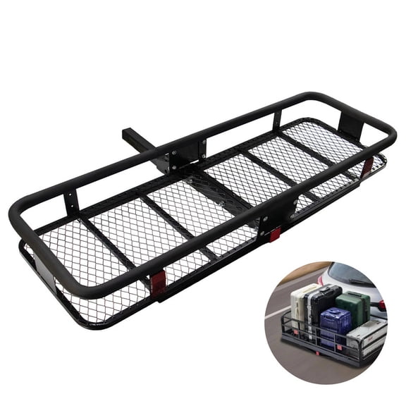 SIHAO 60x20x6 in Hitch Cargo Carrier, 500lbs Capacity Folding Trailer Hitch Mount Cargo Basket, Steel Luggage Carrier Rack Fits 2" Hitch Receiver for SUV Pickup Truck