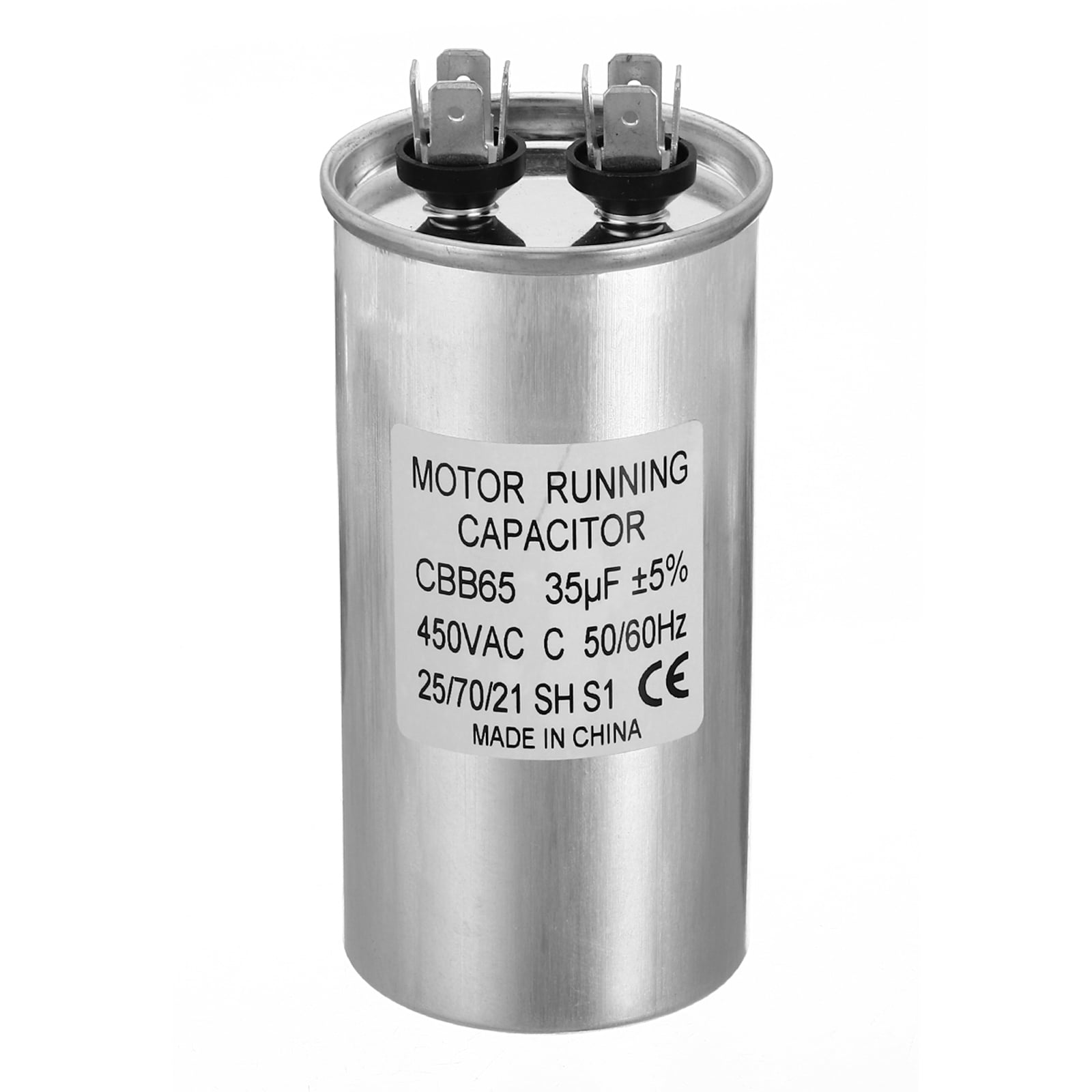 CBB65 35uf Run Capacitor, 35mfd AC 450V Aluminum Case with 2 Terminal for Air Conditioner