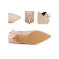 thumbnail image 2 of Unique Bargains Pointed Toe Bow Zip Kitten Heel Ankle Booties for Women Beige (Size 6), 2 of 4