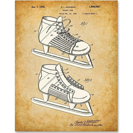 Hockey Skate - 11x14 Unframed Patent Print - Great Gift for Hockey Players and