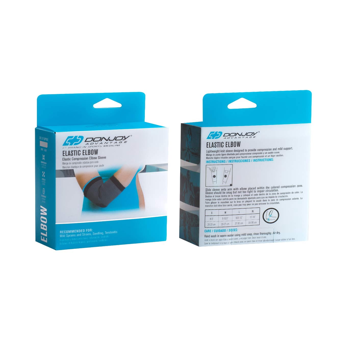 donjoy advantage da161es01-tan-xl elastic elbow sleeve for strains, sprains, swelling, panels for free movement, tan, xl fits 12", 14"