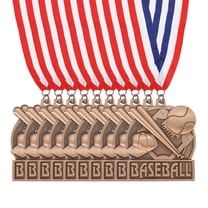 Uxcell Baseball Games Court Award Medals with Ribbons, Winner Medals Prizes for Competitions Sports Party Red