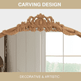 thumbnail image 4 of MAYEERTY 36"x 24"Arch Rattan Wood Mirror with Carved Design, Brown, 4 of 13