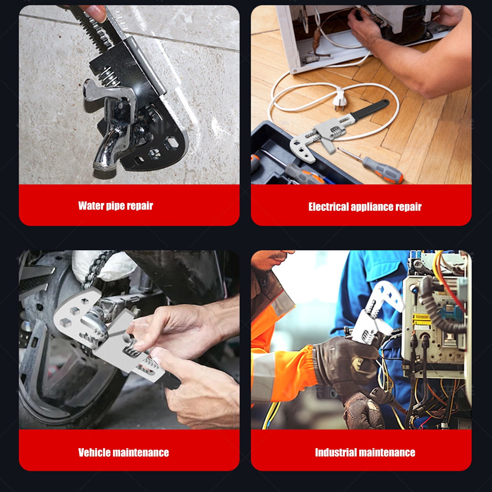 F Type Adjustable Wrench Steel Bathroom Sink Wrench Household Pipe Spanners Pipe Wrench and Large Opening Wrench