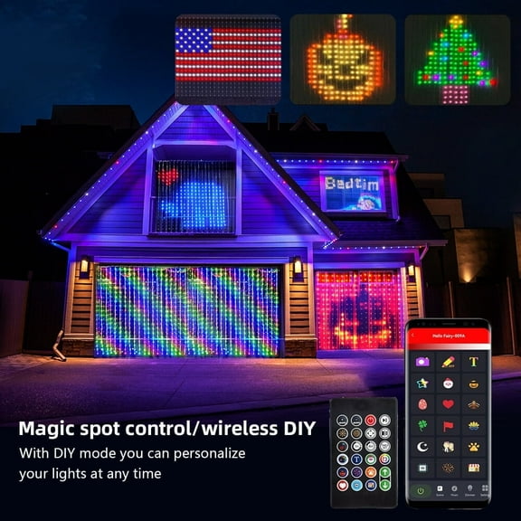 KANCOKIT 400 LED Smart Curtain Lights, 6.6x6.6Ft Color Changing Waterproof Wall Lights with APP & Remote Control for Bedroom Halloween Christmas Backdrop Decor