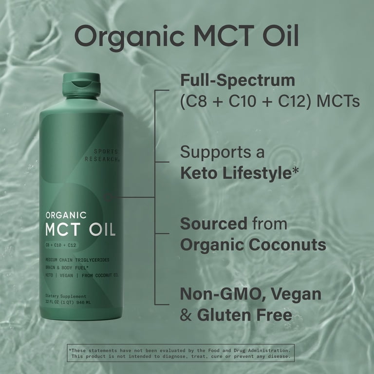 Sports Research, MCT Oil, 32 fl oz, Organic, Vegan - Walmart.com