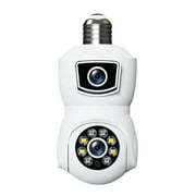 Pan Tilt Security Camera, Double-Lens Pro HD 2K Light Cameras, 360 Degrees Bulb Wireless Wi-Fi IP Camera, Home Surveillance CCTV Cameras with Motion Tracking