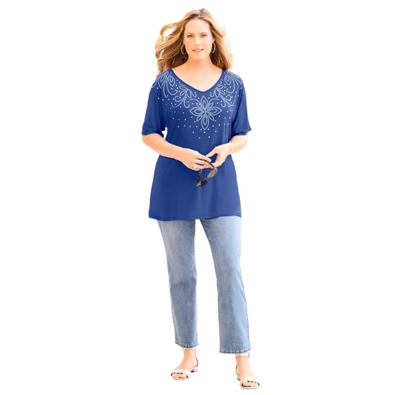 Catherines Women's Plus Size Embellished Dolman Tunic