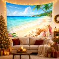 thumbnail image 3 of Palms Over a Tropical Beach with Seashells and Flowers, Serene Coastal for Beach Lovers, Seashell Wall Art, Hostess Gift, Tapestry Wall Hanging for Bedroom and Living Room, 3 of 7