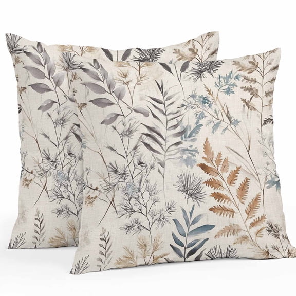 Waterproof Throw Pillow Covers Set of 2, 16x16 Inch Farmhouse Leaves Decorative Pillowcases Outdoor Pillow Slip Cushion Covers Set for Couch Tent Pastoral Vintage Flowers Botanical