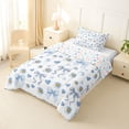 thumbnail image 2 of Manfei Blue Bow Daisy Love Heart Print Twin Comforter Sets for Girls, Cute Bows Bedding Set, Colorful Stars Reversible, 2 Pieces, 2 of 6