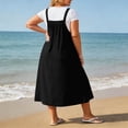 thumbnail image 7 of Women's Plus Size Overall Midi Dress, Casual Loose Sleeveless Button Strap Beach Dress, Summer Vacation Flowy Sundress for Curvy Women XL-5XL, 7 of 7