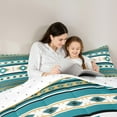 thumbnail image 5 of Manfei Retro Boho Aztec Full Size Comforter Sets,bohemian Exotic Style Bedding Comforter Set,Cyan Beige Rhombus Bedding Sets For Boys Kids,Luxury Bedroom Decor Reversible,3-Piece, 5 of 8