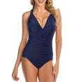 thumbnail image 2 of Aayomet Swimsuit for Women 2024 Tummy Control Bathing Suit Monokini,Navy 3XL, 2 of 3