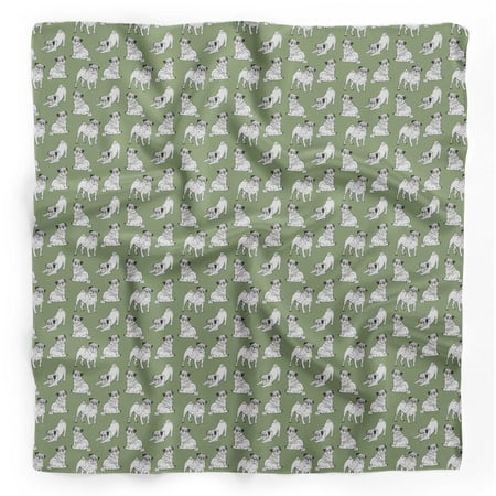 Bimba Green Pug Dog Pure Silk Printed Head Bandanas Summer Neck Wrap Scarf 40 x 80 Inches
