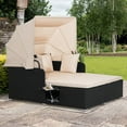 thumbnail image 2 of Gymax Patio Rattan Daybed Lounge Retractable Top Canopy Side Tables Cushions Beige, 2 of 10